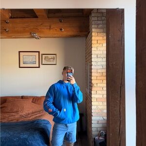 Carhartt Men's Zip-Up Hoodie Jacket in Bright Blue